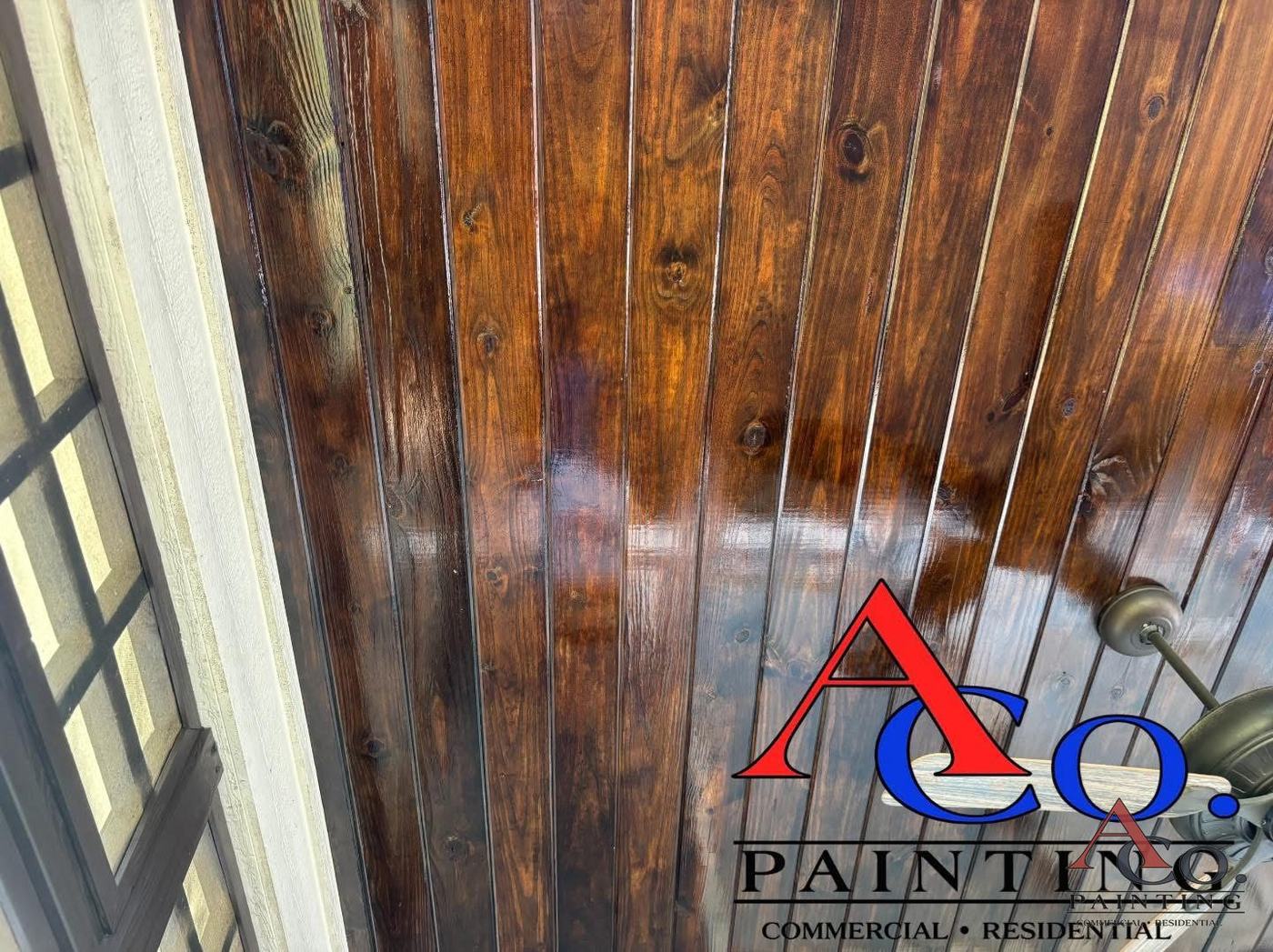 Penetrating stain on tongue-and-groove wood by ACo. Painting in Meridian, MS